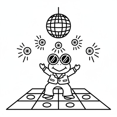 Keroppi i disco med lampor