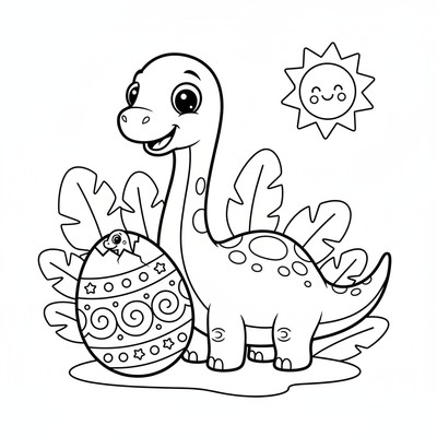 Baby-diplodocus bredvid ett ägg