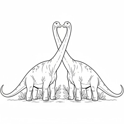 Två diplodocus korsar halsarna som en båge