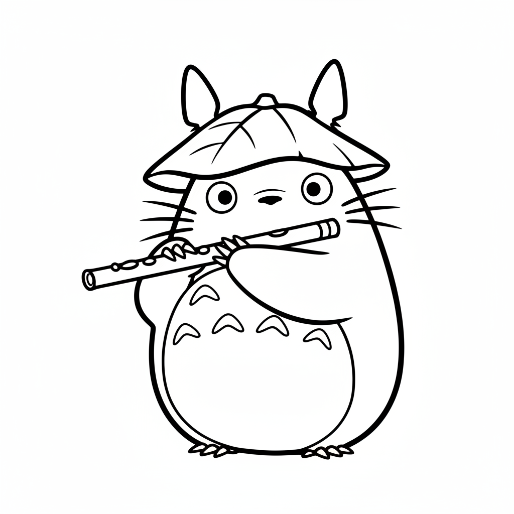 Totoro som spelar flöjt