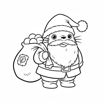 Totoro i tomtekläder med säck