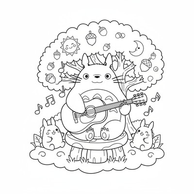Totoro som spelar gitarr