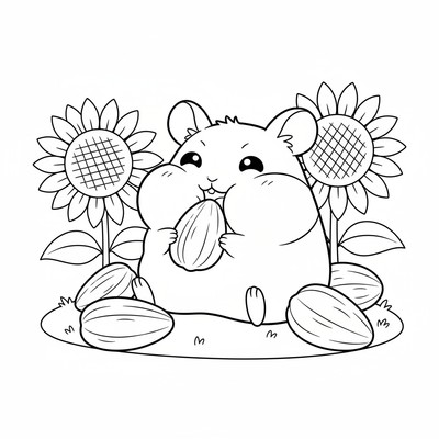 Hamtaro som äter solrosfrön större än sig själv