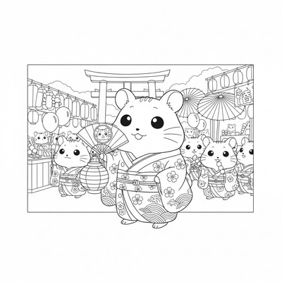 Hamtaro i kimono på festival