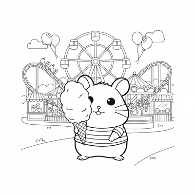 Hamtaro på tivoli med sockervadd
