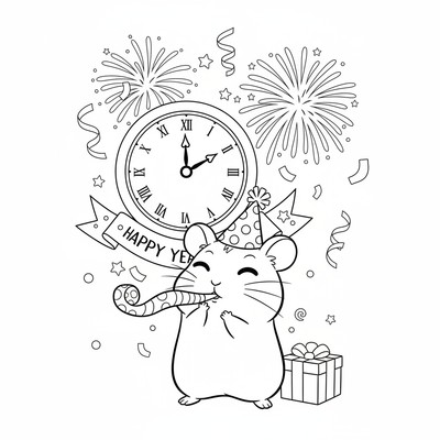 Hamtaro som firar nyår