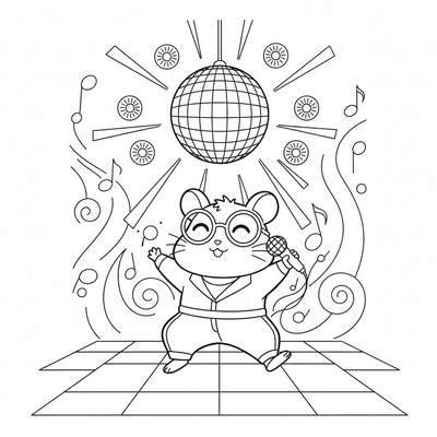 Hamtaro på discogolv med lampor