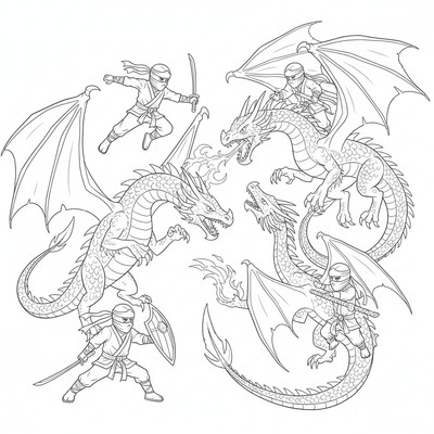 Ninjago-ninjor som slåss mot drakar