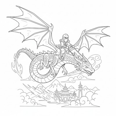 Ninjago som rider på en drake