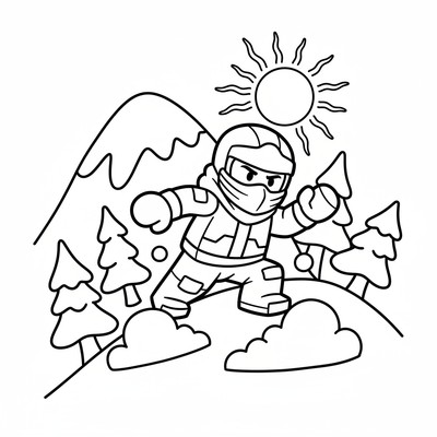 Ninjago i snökläder på berg