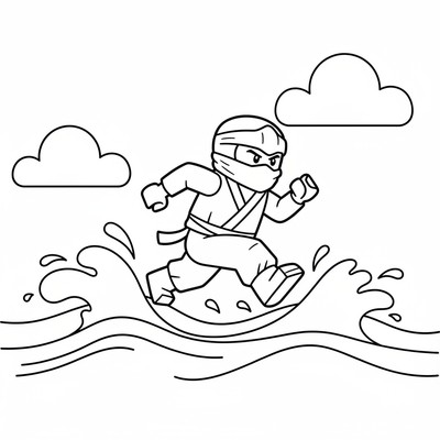 Ninjago som springer på vatten