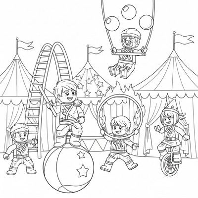 Ninjago på cirkus-liknande träning