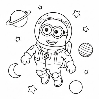 Minion i astronautdräkt i rymden