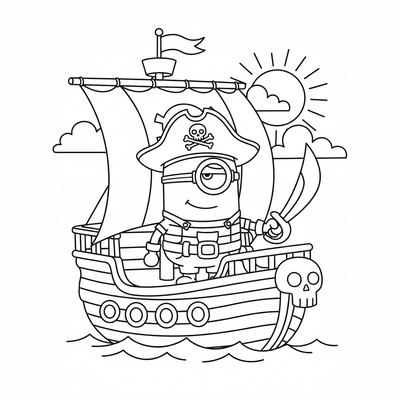 Minion i piratkläder på skepp