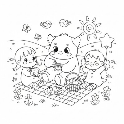 Sommarskuggan på picknick med barn