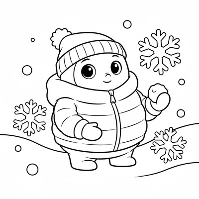 Sommarskuggan i vinterjacka bland snö