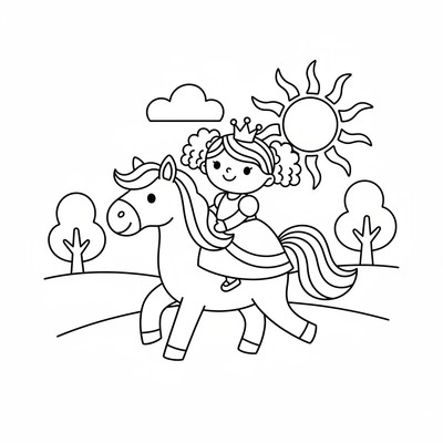 Prinsessa som rider på en vit häst