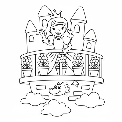 Prinsessa som vinkar från balkong