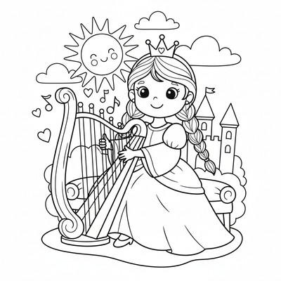 Prinsessa som spelar harpa