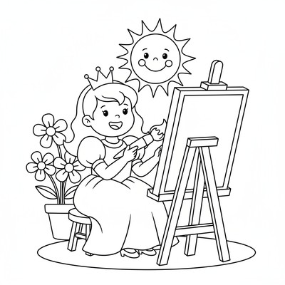 Prinsessa som målar en tavla