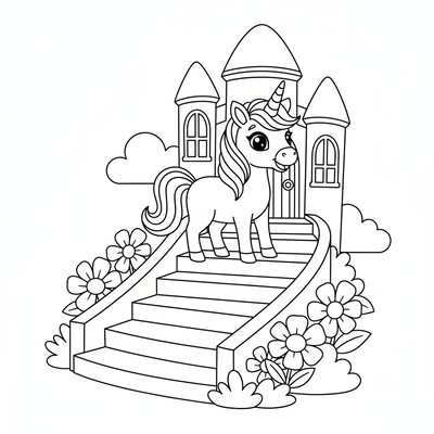 Enhörning på slottstrappa