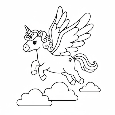 Enhörning som flyger med vingar