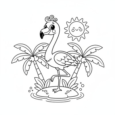 Flamingo som står på ett ben