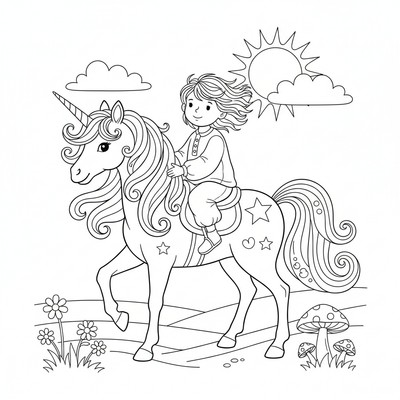 Enhörning med barn på ryggen