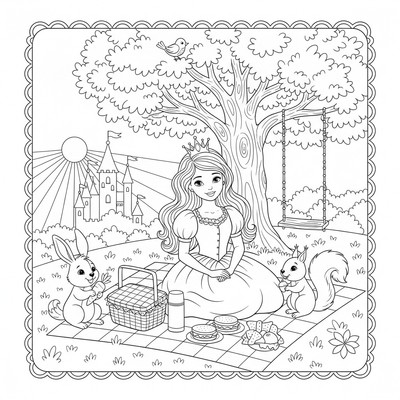 Prinsessa på picknick med vänner