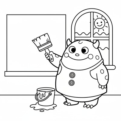 Monster som målar vägg