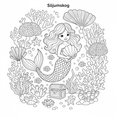 Sjöjungfru i korallskog