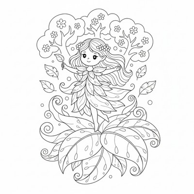 Älva som dansar på blad