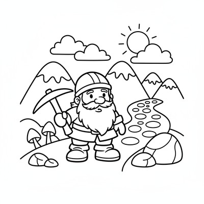 Dvärg på äventyr i bergen