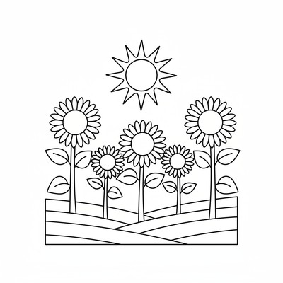 Solrosfält i solljus