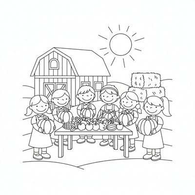 Barn på skördefest