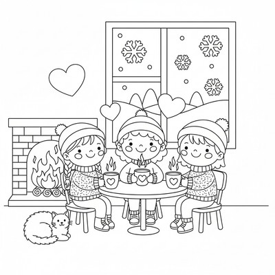 Barn som dricker varm choklad