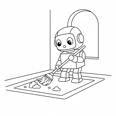 Liten robot som sopar golv