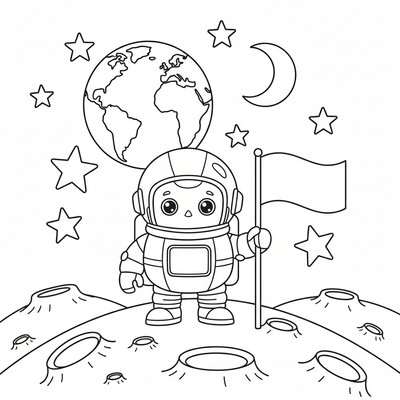 Robot i rymddräkt på månen