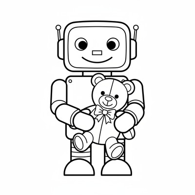 Robot som kramar en nallebjörn