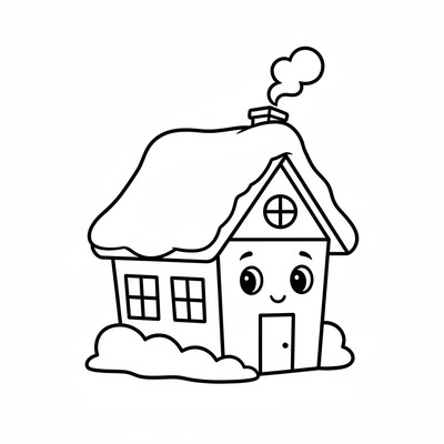Hus med snö på taket