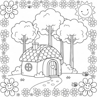 Lantstuga vid skog