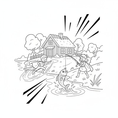 Litet rött torp vid sjö