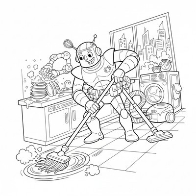 Robot som städar i kök