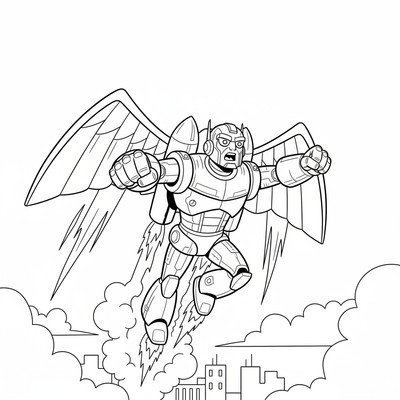 Robot som flyger med jetpack