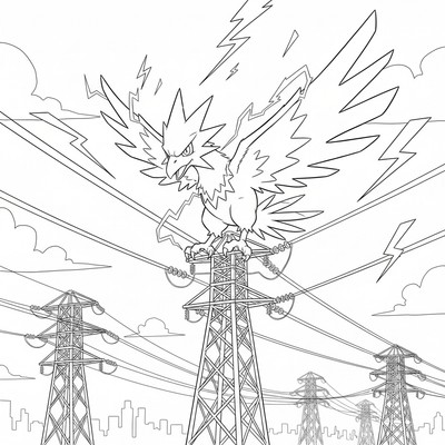 Zapdos på kraftledning
