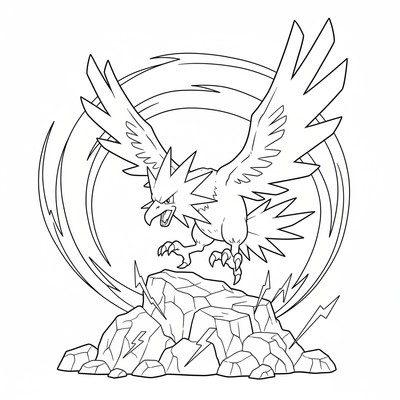 Zapdos som landar på klippa