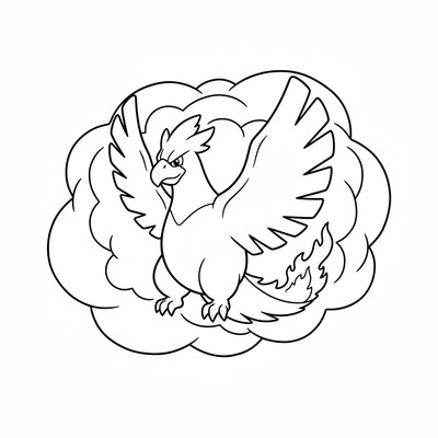 Moltres mot mörk himmel