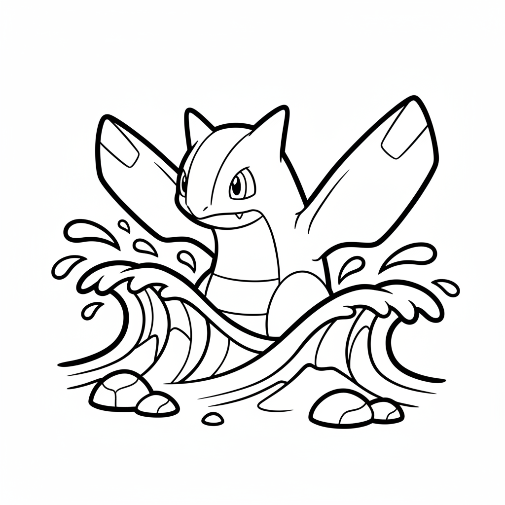 Lugia som dyker upp ur havet