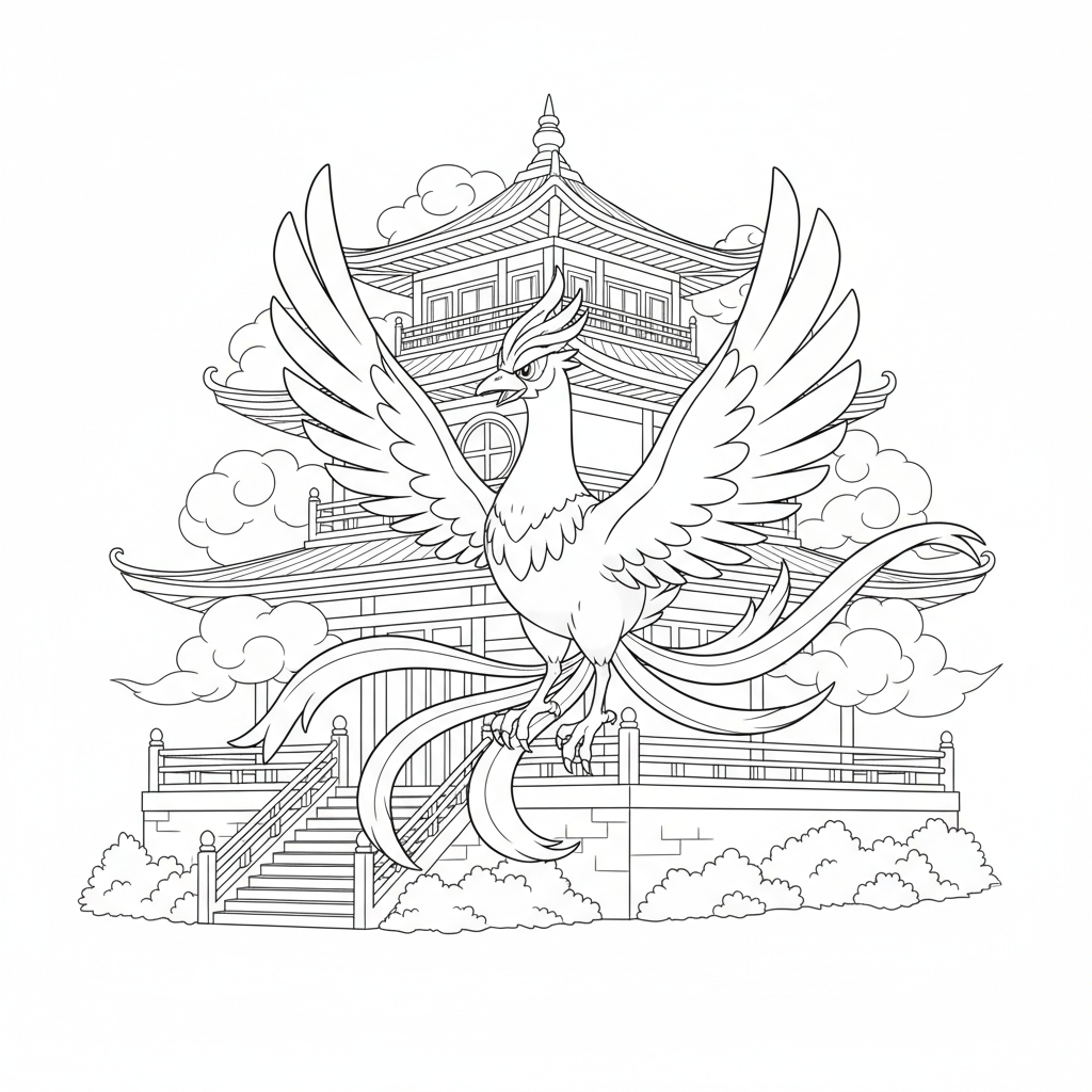 Ho-oh framför gyllene tempel