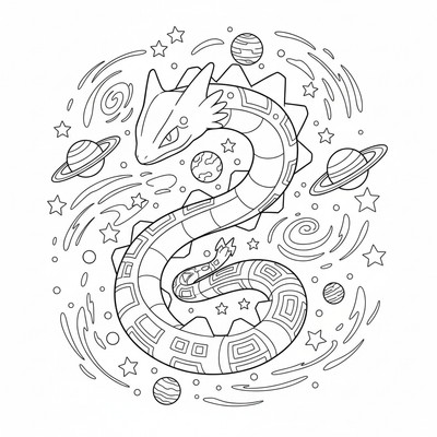 Rayquaza i rymden med stjärnor